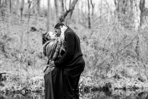 Black and White Engagement Photo