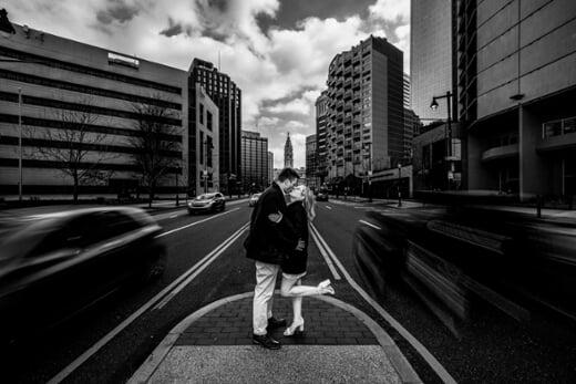 Black and White timeless engagement shoot in Old City